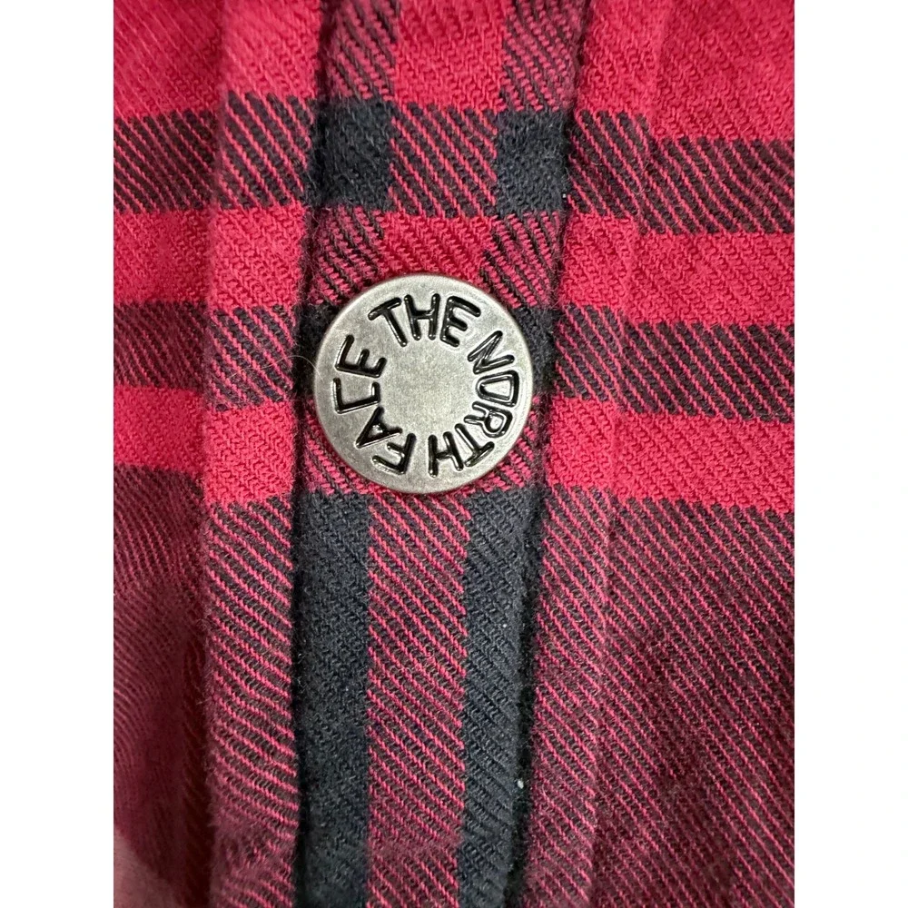 The North Face Flannel Shirt Jacket Mens XXL Red Black Plaid Sherpa Lined